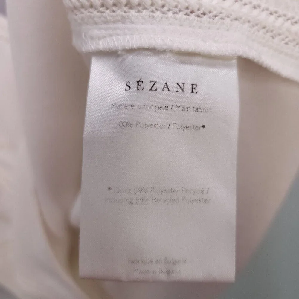 Sezane Blouse Ivory Ruffle V-Neck Sleeveless Tank Top Womens Size 36 - Picture 11 of 13